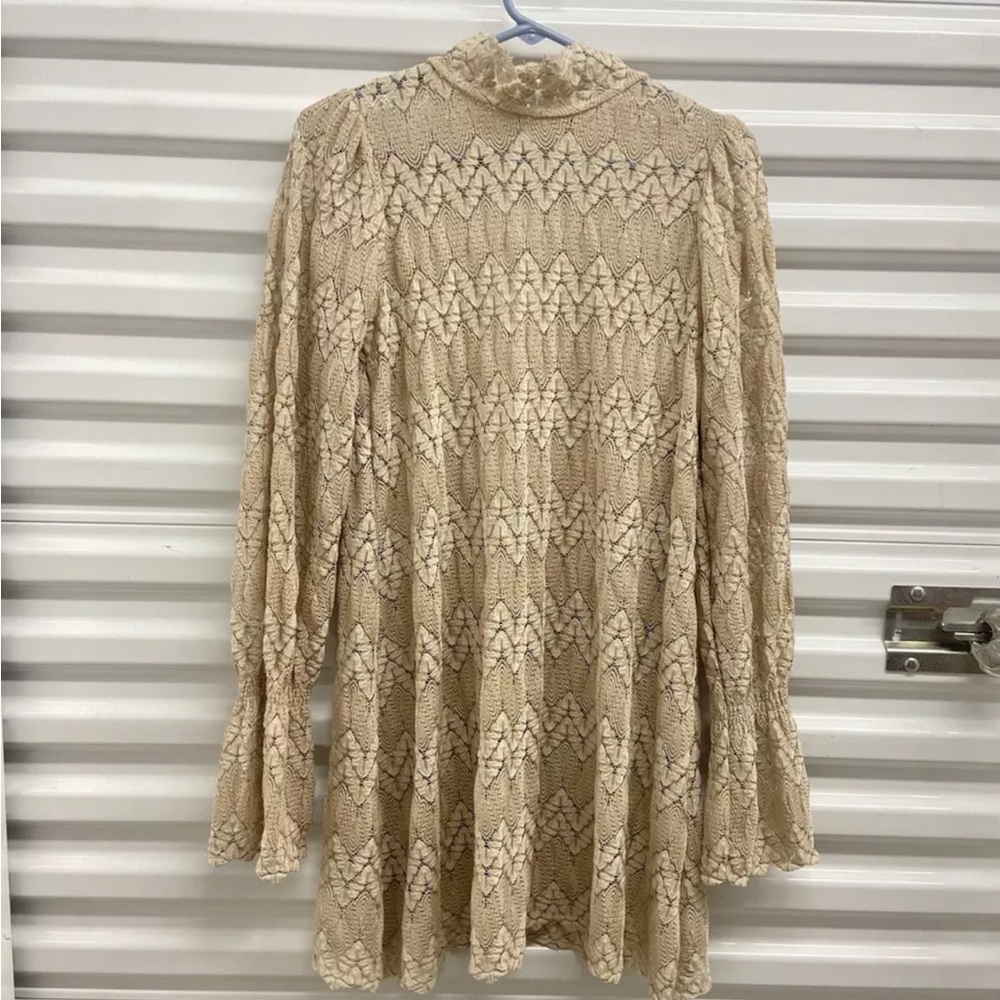 Free People Longsleeve Bell Lace Ivory Cream Tunic Dress Coverup High Neck FP